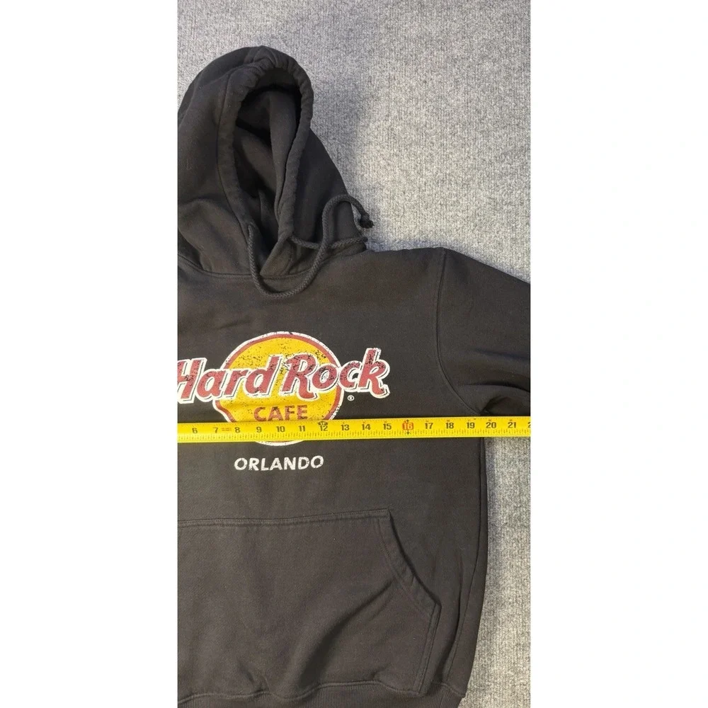 Hard Rock Cafe Orlando Hoodie Mens Medium Black Graphic Pullover Sweatshirt - Picture 5 of 7